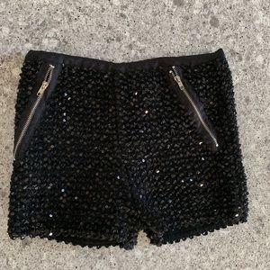 Black sequin shorts